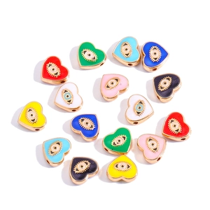 Colorful 10mm heart evil eye alloy pendants for DIY jewelry and bracelet making