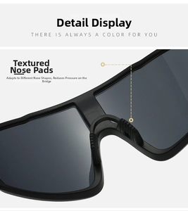 Detail of ergonomic anti-slip nose pads on large frame cycling sports sunglasses