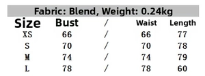 Detailed size chart for the floral print poplin mini dress showing XS to L measurements