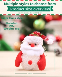 Macro detail of EVA Santa Claus ornament with sparkling base and plush beard texture