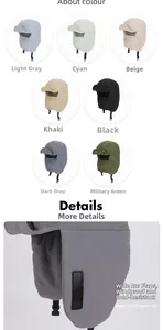 Detailed close-up of windproof thermal aviator hat with wide earflaps in various colors