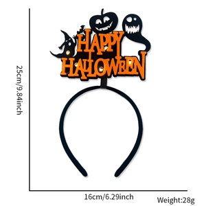 LED Happy Halloween headband with glowing orange pumpkin and ghost decor for party