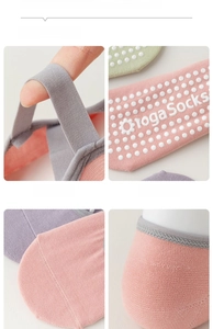 Detailansicht der Yoga-Socken mit rutschfestem Silikonprofil und elastischen Bändern