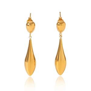 Minimalist 18K gold plated stainless steel teardrop earrings with a high-polished finish