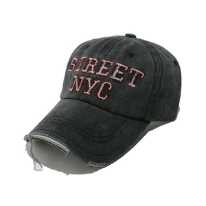 Berretto da baseball NYC grigio scuro invecchiato con visiera sfilacciata street