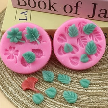 Detailed leaf silicone mold for fondant cake decoration showing intricate vein textures