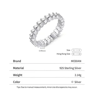 Anello eternity in argento sterling 925 con doppia fila di zirconi taglio baguette