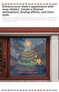 Détail d'un autocollant de fenêtre sapin de Noël dessiné à la main avec message festif