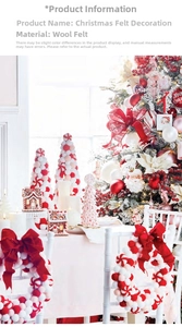 Handmade wool felt Christmas tree, wreath and gingerbread house table decorations