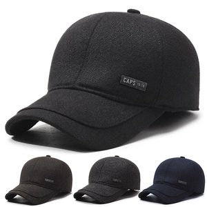 Men Winter Woolen Baseball Cap With Ear Flaps Warm Windproof Outdoor Adjustable Sport Hat