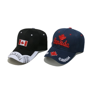 Baseballkappen in Schwarz und Navy mit Kanada-Flaggenstickerei und Ahornblatt