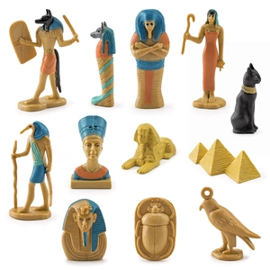 12-teiliges Ägypten Miniatur-Modellset mit Pharao, Sphinx und Anubis Figuren für Dekoration