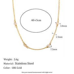 18K gold plated stainless steel necklace with marquise zircon stones and 40+5cm chain