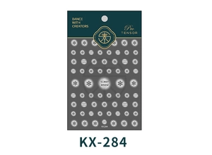 Detailed view of white snowflake nail art stickers KX284 with delicate patterns