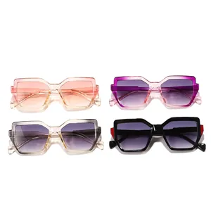 Modern oversized geometric polygon sunglasses for women with trendy gradient color lenses