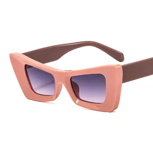 Occhiali da sole geometrici cat eye rosa con lenti sfumate viola stile retrò