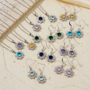 Elegant Stainless Steel Copper Snowflake Necklace And Earrings Jewelry Set With Rhinestone Pendant For Women Wedding Party