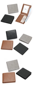 Detail of RFID blocking technology in vintage leather slim bi-fold men's wallet