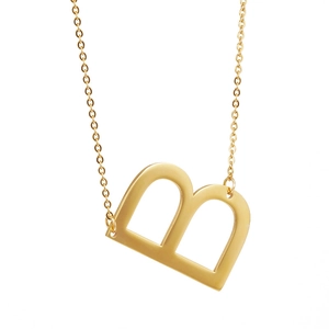 Collier minimaliste en acier inoxydable plaqué or 18 carats avec pendentif lettre B