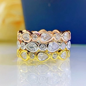 Elegante Anillo De Cobre Con Circonita En Forma De Pera Y Redonda Para Mujer Joyería De Eternidad Accesorios