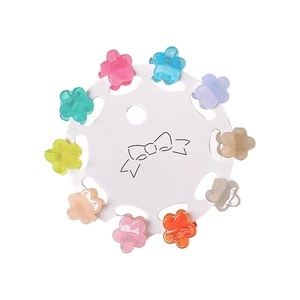 10-piece set of mini flower hair clips in colorful translucent jelly dopamine colors