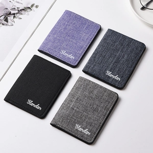 Slim Canvas Bifold Wallet For Men Minimalist Short Card Holder With ID Window Water Repellent Durable