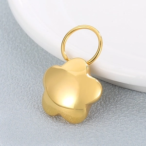 Flower Pendant Stainless Steel Gold Plated Smooth Curved Surface DIY Jewelry Making Charm Minimalist Fashion Accessory