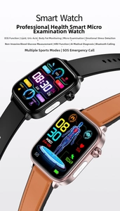 Detailed close-up of smart watch featuring ECG sensors and various leather or silicone straps