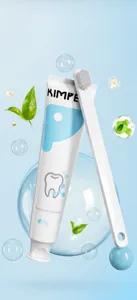 Probiotic dog toothpaste kit with milk flavor and long-handle brush for oral care