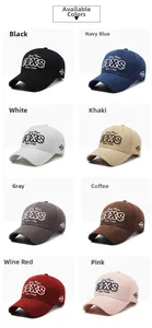 Grid view of various cotton baseball caps featuring high-quality 3D letter embroidery