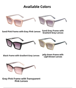 Detailed color selection guide for square cat-eye sunglasses in five stylish frame finishes