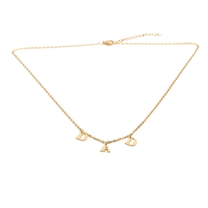 Collier avec pendentif lettres DAD en acier inoxydable doré poli pour la fête des pères