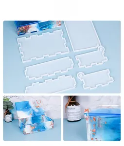 Detailed 6-piece silicone mold set for creating DIY resin storage boxes with lids