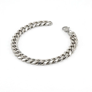 Bracelet À Maillons Cubains En Acier Inoxidable Poli Pour Homme Style Hip Hop Bijoux Géométriques Polyvalent Accessoire Masculin