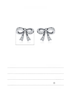 Detailed size map of s925 sterling silver bow knot stud earrings with shiny zircon stones