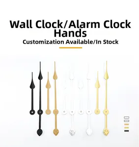 Detail of vintage decorative metal clock hands in black, gold, and white colors