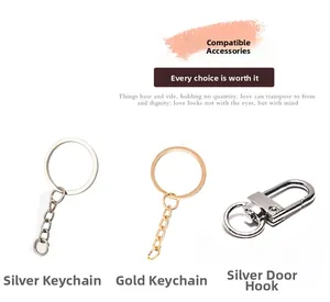 Polished silver and gold metal keychains with lobster clasp and round ring detail