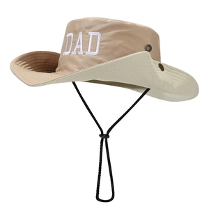 Chapeau de soleil kaki pour hommes avec broderie DAD et jugulaire pour la randonnée