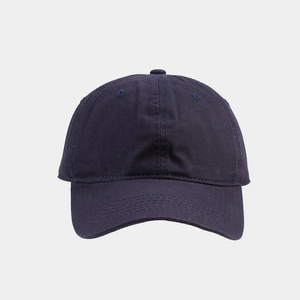Classic navy blue cotton baseball cap with six-panel design and curved brim for outdoor sports
