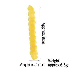 Lifelike PVC crinkle-cut french fry food model, bright yellow, 8cm length, for display