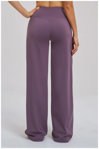 Vue arrière du pantalon de sport violet brossé taille haute avec couture en V au fessier