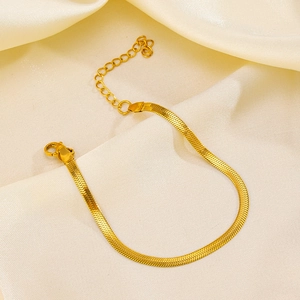 Elegant gold-plated stainless steel flat snake chain bracelet with a lobster clasp closure