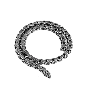 Vintage Stainless Steel Dragon Scale Bone Chain Necklace For Men Punk Heavy Industrial Metal Jewelry Accessory
