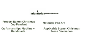 Detailed product specifications for iron Christmas cup hanging decoration ornaments