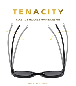 Close-up of flexible black oval sunglass frame showing high elasticity and durable design