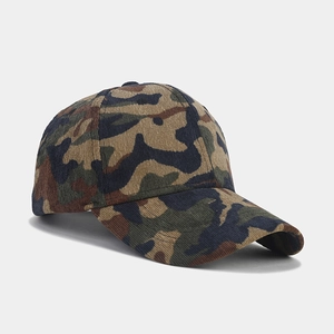 Unisex camouflage corduroy baseball cap for outdoor leisure with classic curved brim
