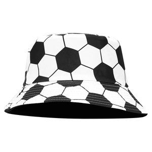 Klassischer Anglerhut mit schwarz-weißem Fußballmuster und reversiblem Sonnenschutz für Outdoor