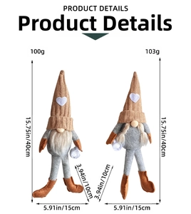 Detailed size chart for knit Christmas gnomes featuring dimensions of 40cm plush decorations
