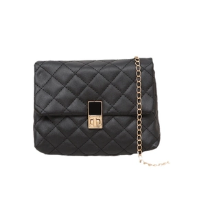 Classic black quilted crossbody bag with gold chain strap and metal twist lock