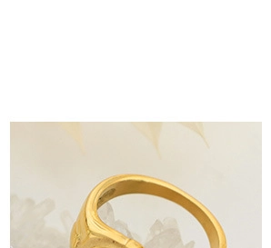 Close-up of gold-plated titanium steel ring with a clear 925 authenticity hallmark engraving